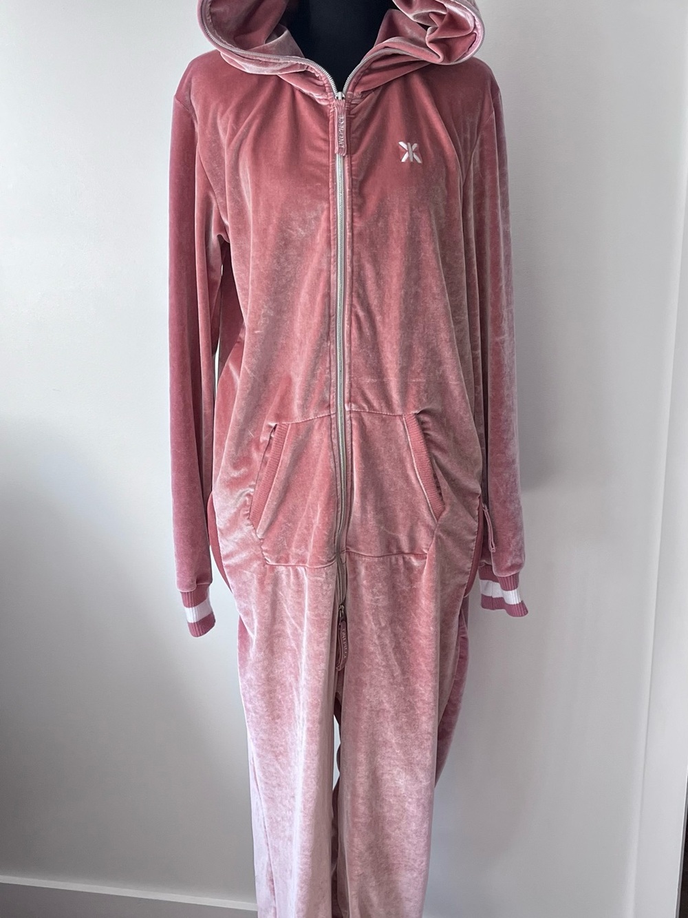 The Original OnePiece Velvet Pink Hoodie Jumpsuit - $199 MSRP